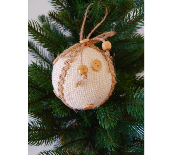 Новорічні кулі з прикрасою із гудзиків Ø80мм, ціна за набір 3 шт (SH277)